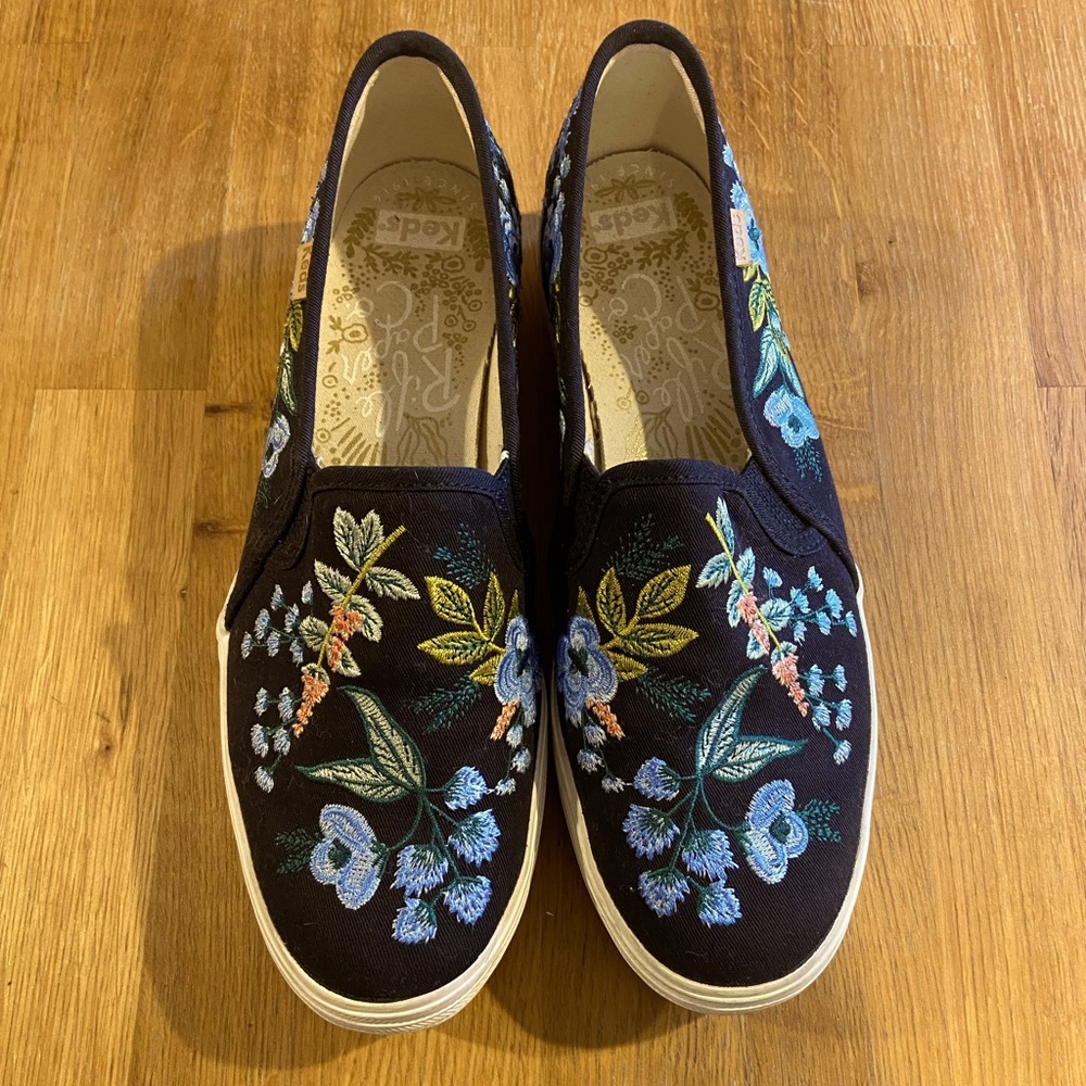Keds X Rifle Paper Co. Triple Decker Floral Embroidery Slip Ons